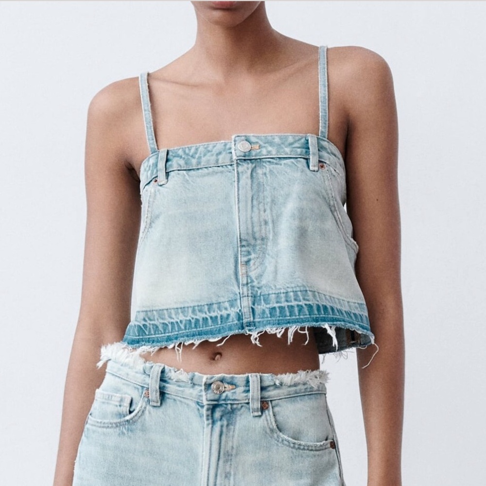 ZARA Denim crop Top Tank Camisole